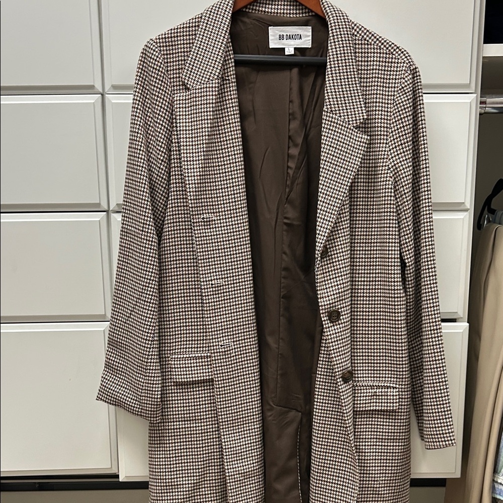 BB Dakota Women's Houndstooth Blazer - Brown and White